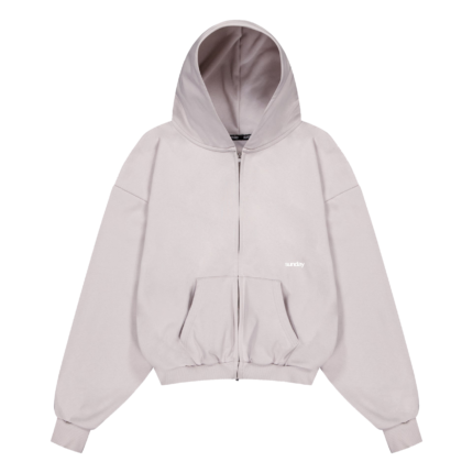 Heavyweight Script Sunday Zip Up Hoodie - Smoky