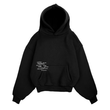Heavyweight Typewriter Sunday Hoodie - Black